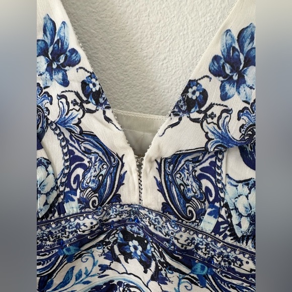 Camilla tie shoulder dress blue white glaze and graze Size Large - Picture 8 of 16